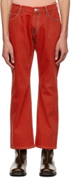 PALMER Red Embroidered Jeans