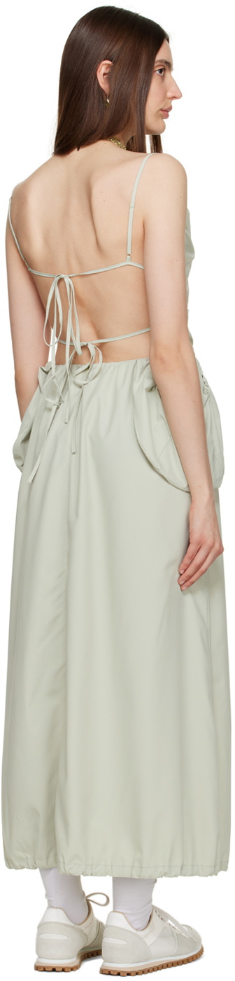 OPEN YY Green Gathered Midi Dress