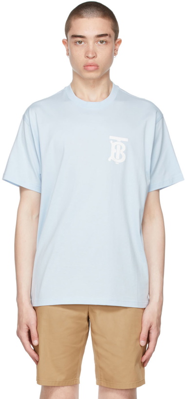 Photo: Burberry Blue Cotton Oversized TB T-Shirt