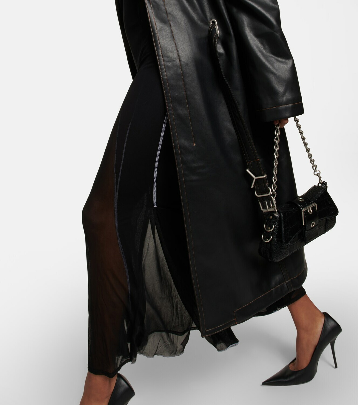 Y/Project - Belted faux leather coat Y/Project