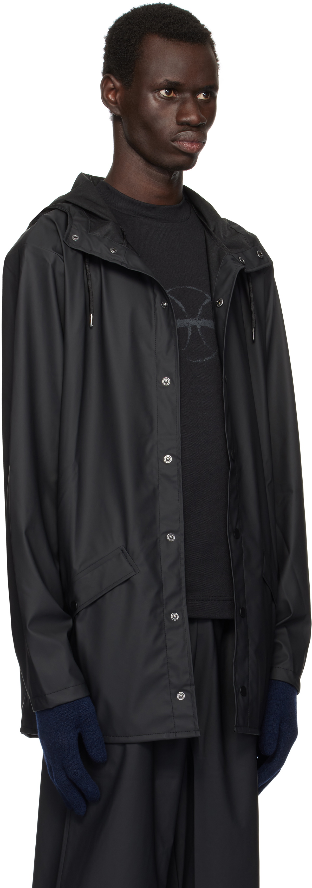 RAINS Black Breathable Rain Jacket