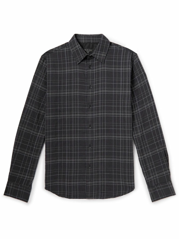 Photo: Rag & Bone - Gus Checked Cotton-Blend Flannel Shirt - Black