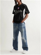 Balmain - Hockey Oversized Logo-Appliquéd Mesh T-Shirt - Black