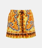 Valentino Printed silk crêpe shorts