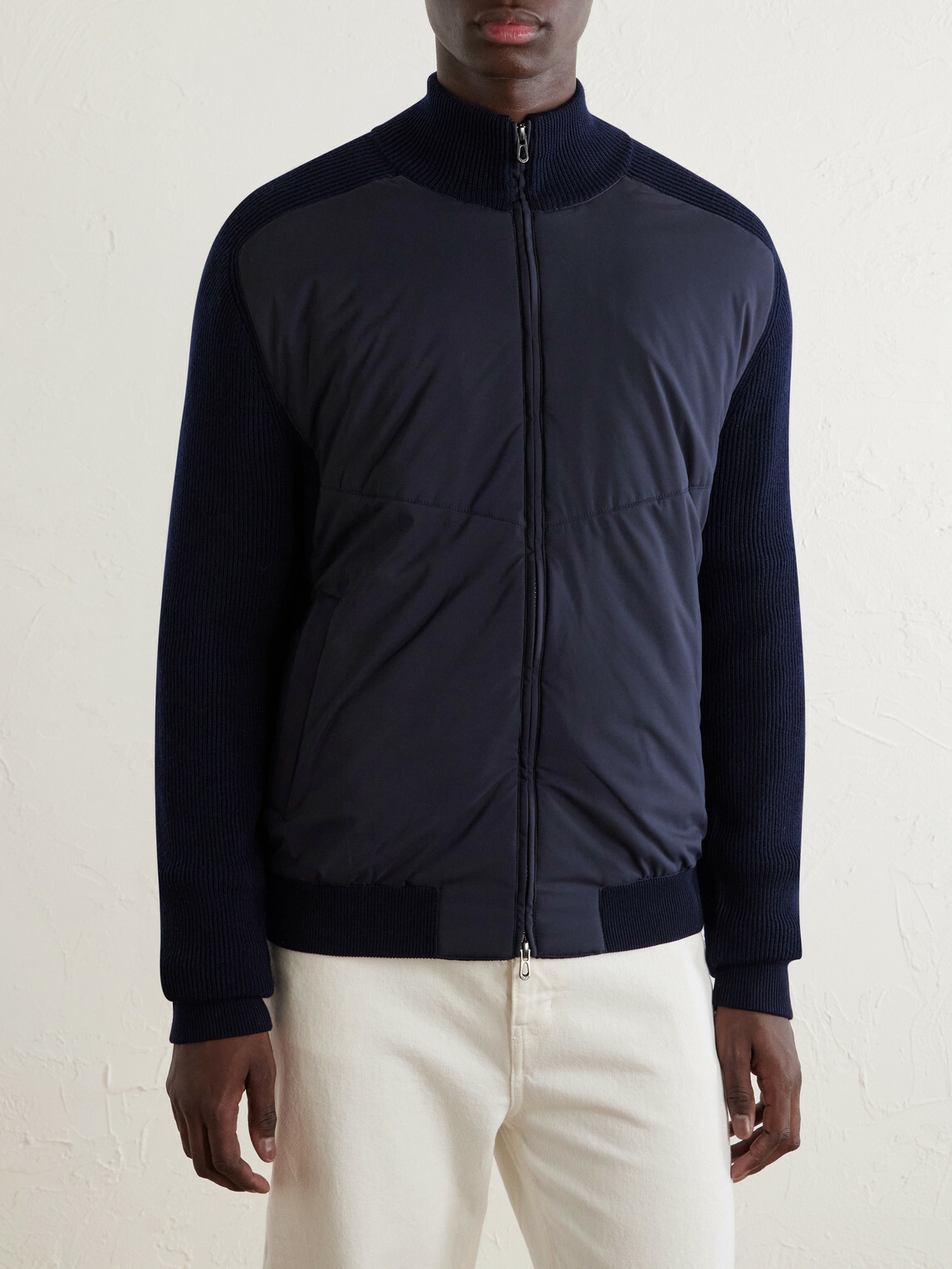 SEASE - Virgin Wool and Shell Bomber Jacket - Blue