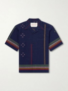 Kardo - Rohit Camp-Collar Striped Cotton Shirt - Blue
