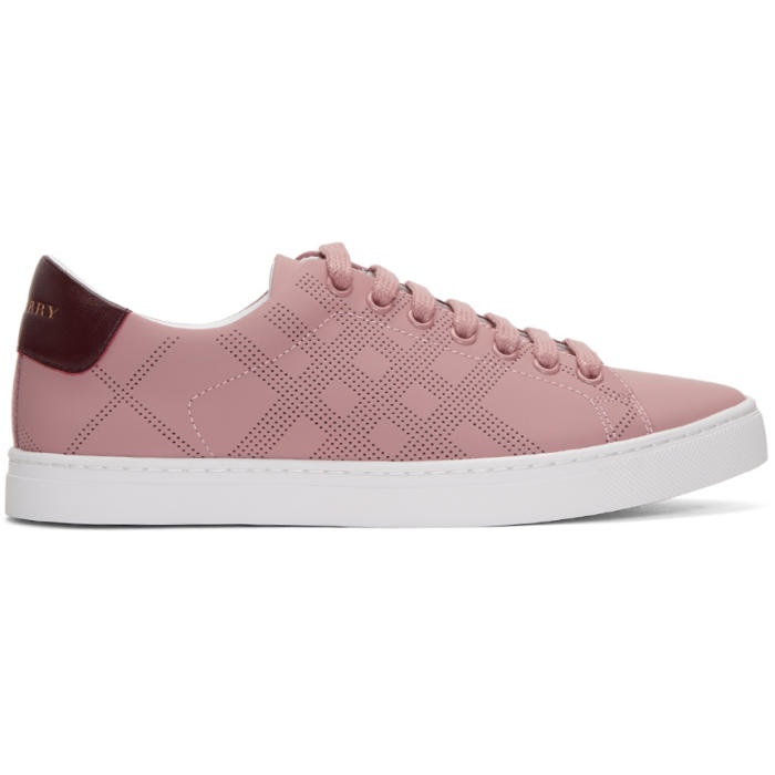 Photo: Burberry Pink Perforated Check Albert Sneakers