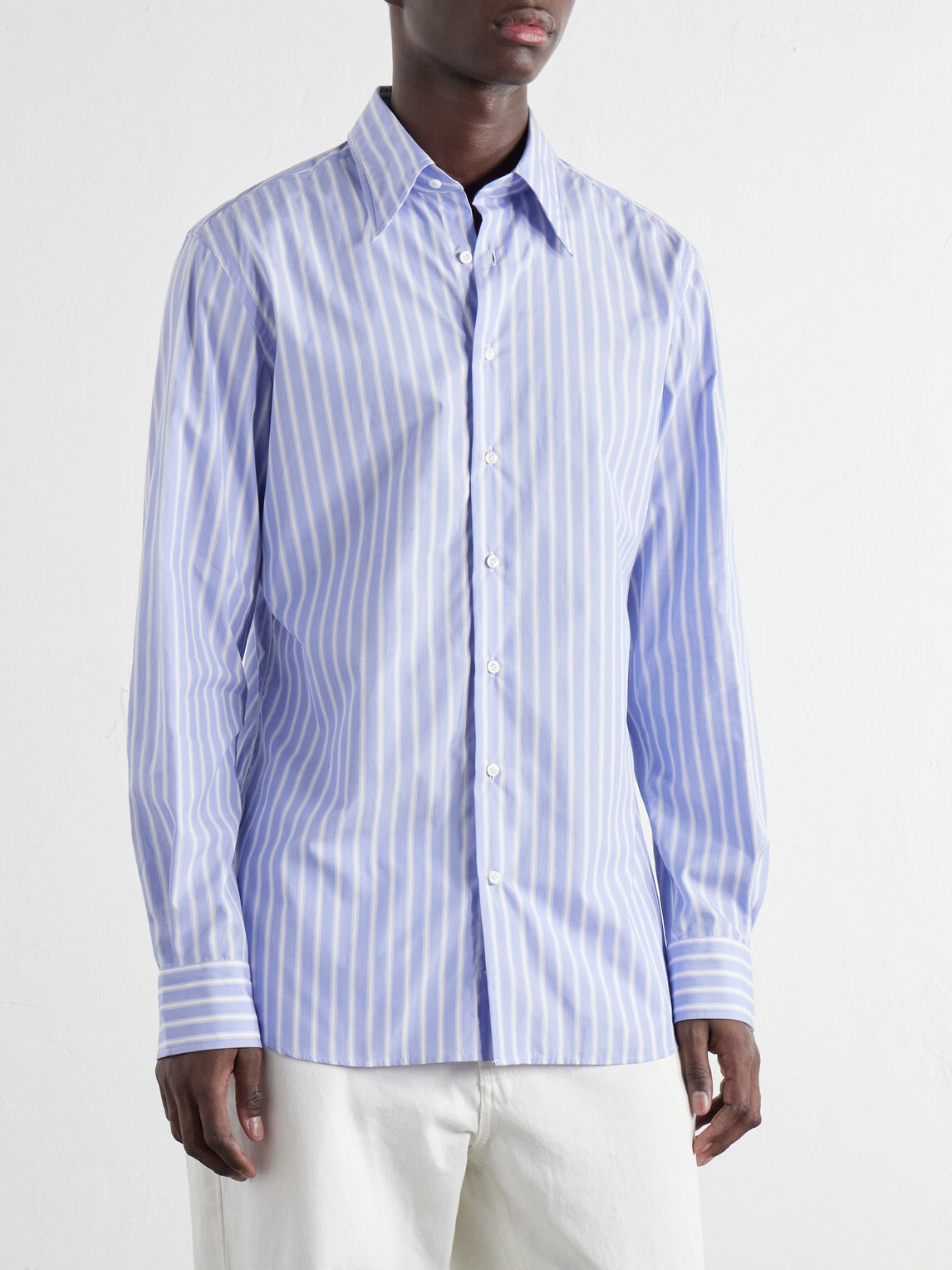 Husbands - Striped Supima Cotton-Poplin Shirt - Blue
