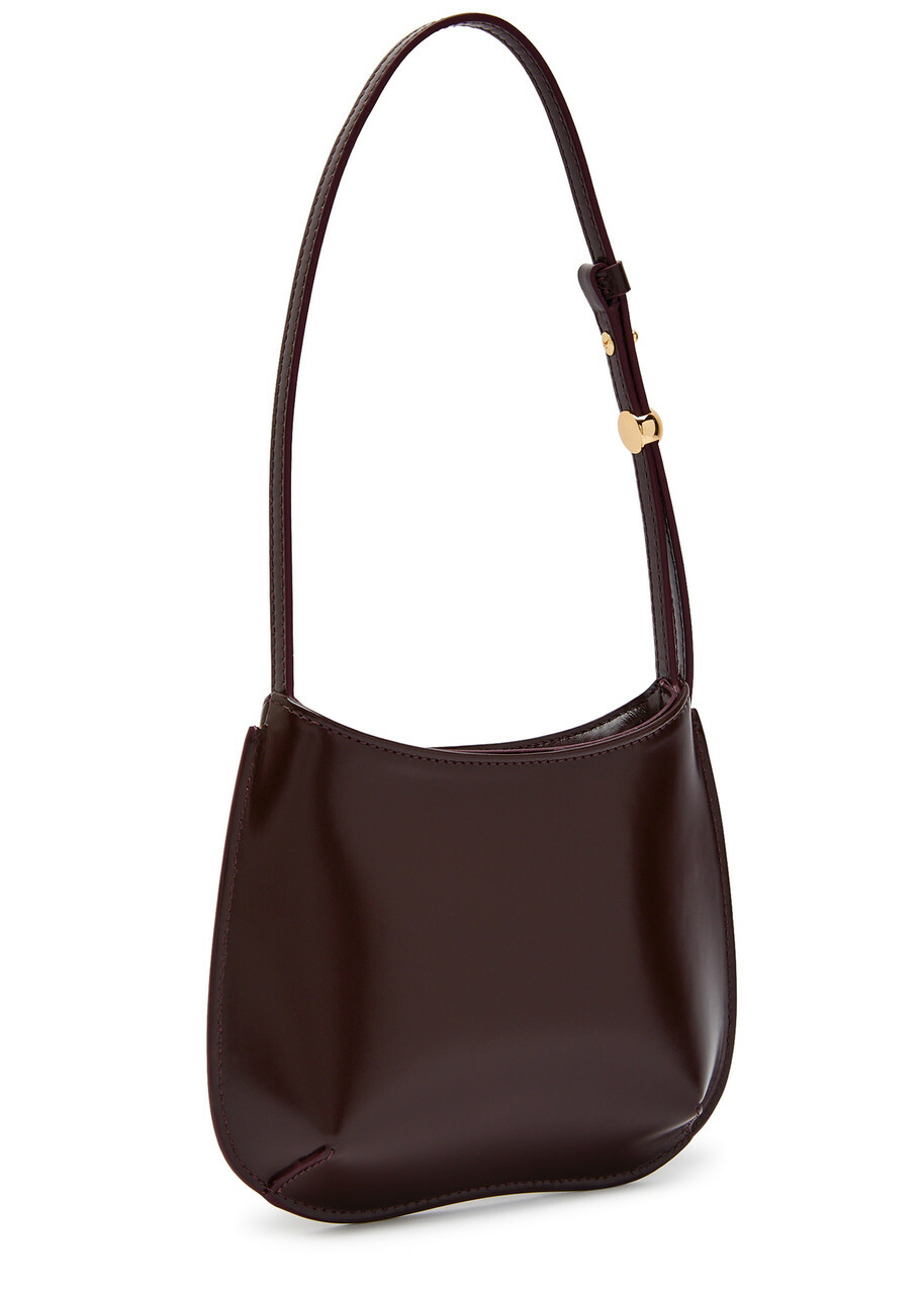 Jacquemus Le Petit Bisou Glossed Leather Shoulder bag - Burgundy - One Size