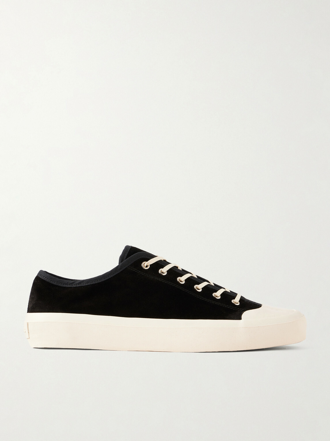 MORJAS - Plimsoll Rubber-Trimmed Suede Sneakers - Black