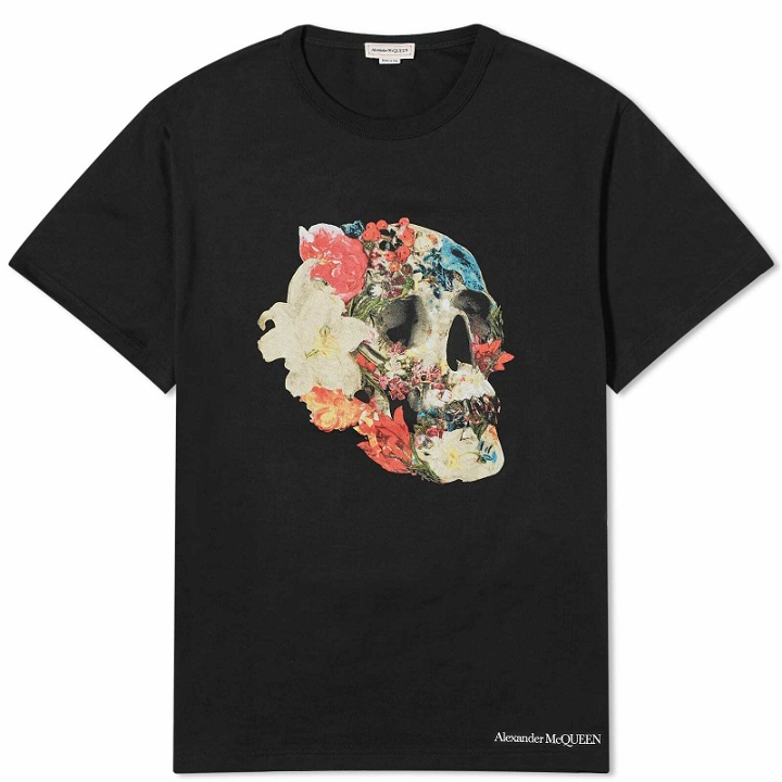 Photo: Alexander McQueen Men's Floral Skull T-Shirt in Black