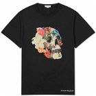 Alexander McQueen Men's Floral Skull T-Shirt in Black