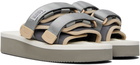 Suicoke White & Gray MOTO-PO Sandals