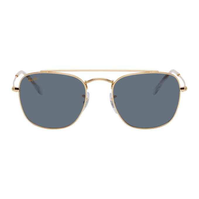 Photo: Ray-Ban Gold and Green Metal Square Sunglasses