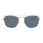 Ray-Ban Gold and Green Metal Square Sunglasses
