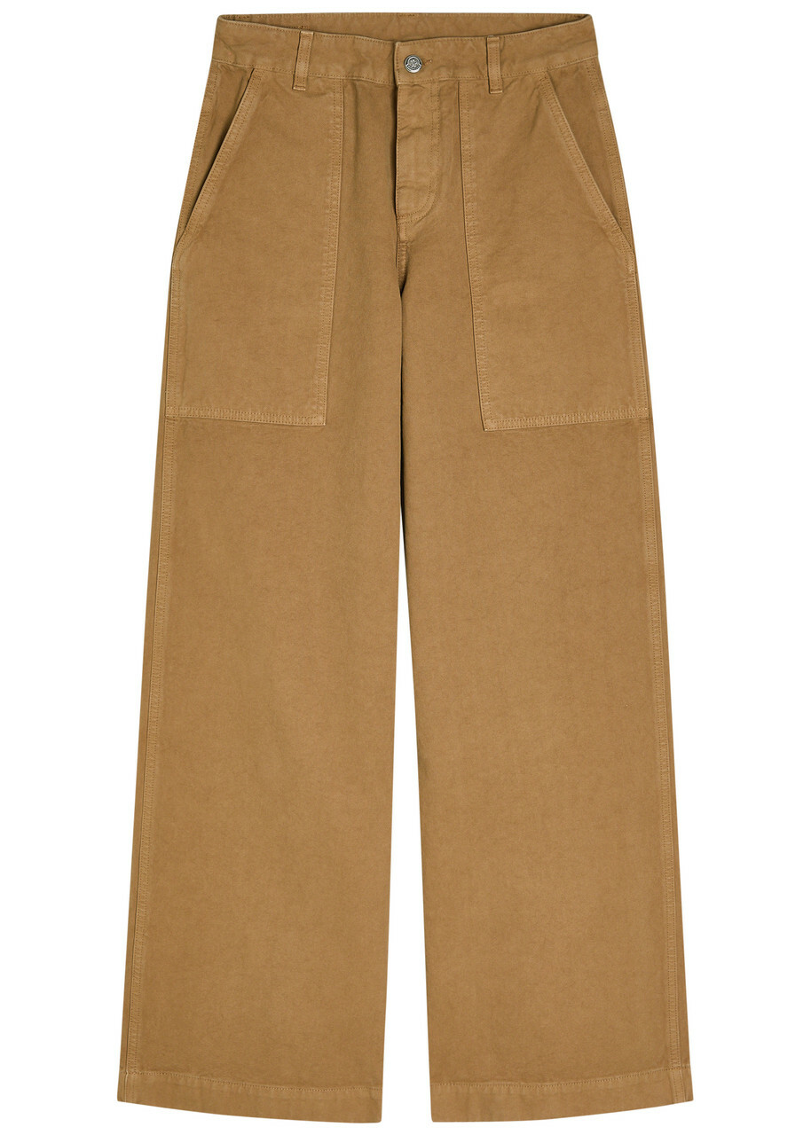 Moncler Wide-leg Canvas Trousers Brown