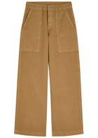 Moncler Wide-leg Canvas Trousers Brown