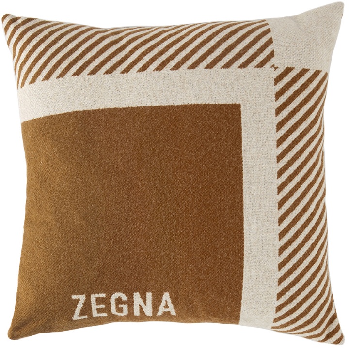 Photo: Ermenegildo Zegna Brown Geometric Brushed Pillow