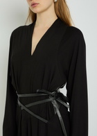 Aaron Esh Belted Jersey Midi Dress Black
