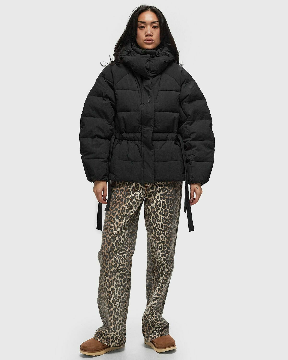 GANNI ジャケット Tech Seersucker Oversized Puffer Jacket Ganni Tech Seersucker Oversized Puffer Jacket Black Womens