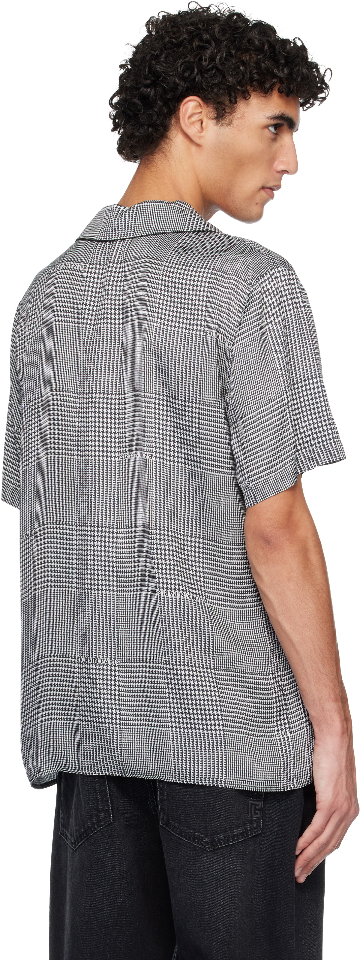 Balmain Black & White Pyjama Printed Prince of Wales Shirt