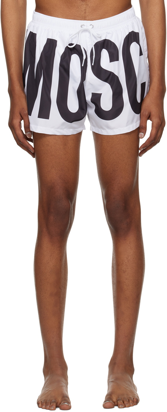 Moschino White Printed Swim Shorts Moschino