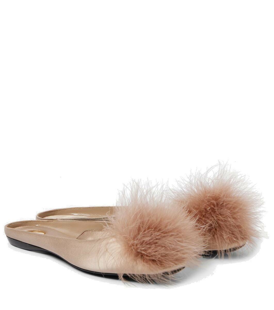 LIDO BALLET FLATS IN WHITE SATIN CRYSTAL EMBELLISHED MESH WITH LACE-UP STRAPS