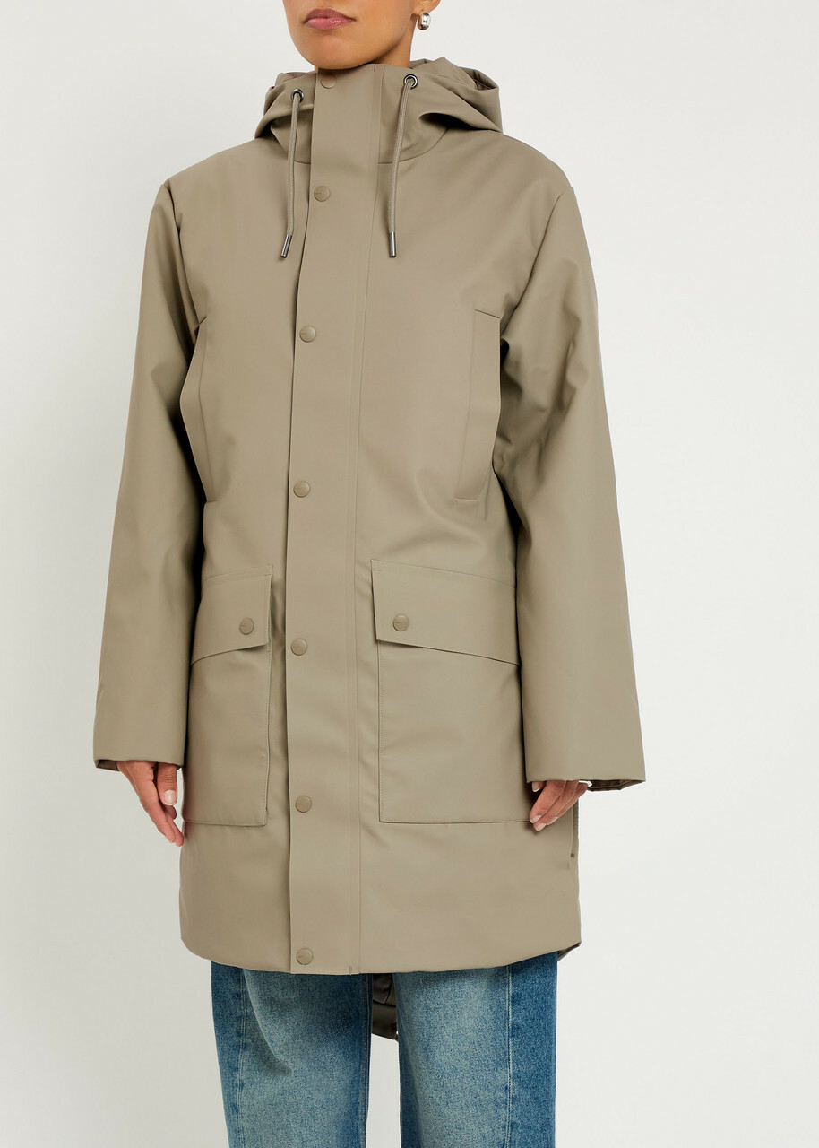 Rains Nome Quilted Rubberised Parka Coat Sage