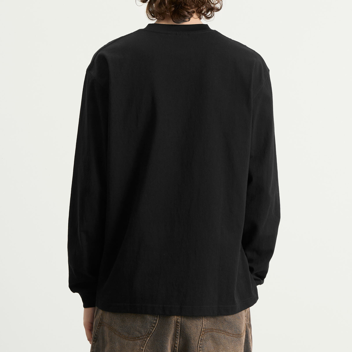 Metalwood Studio Men's Word Long Sleeve T-Shirt in Black