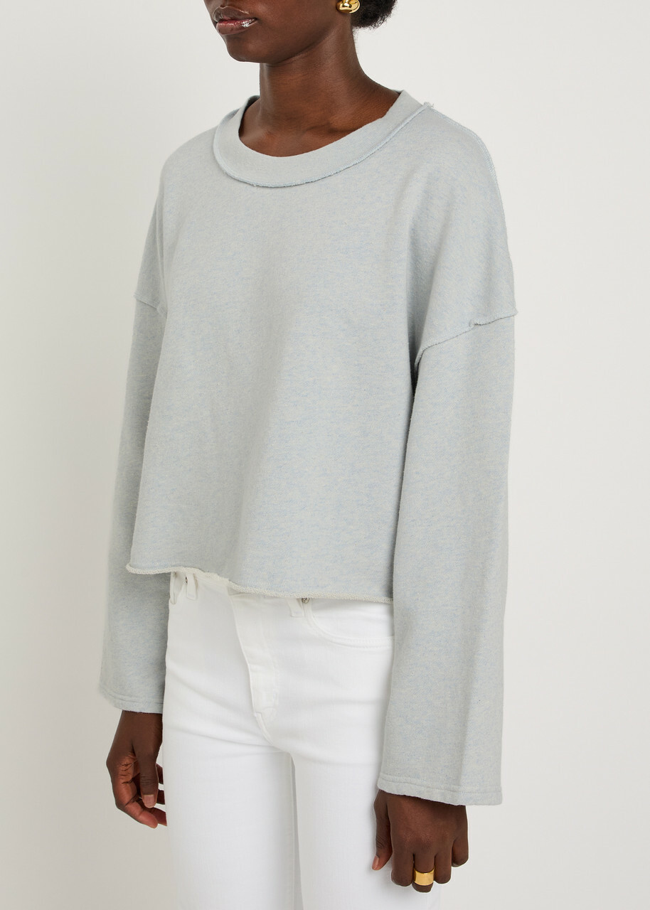 American Vintage Dantown Cropped Cotton Sweatshirt Light Blue