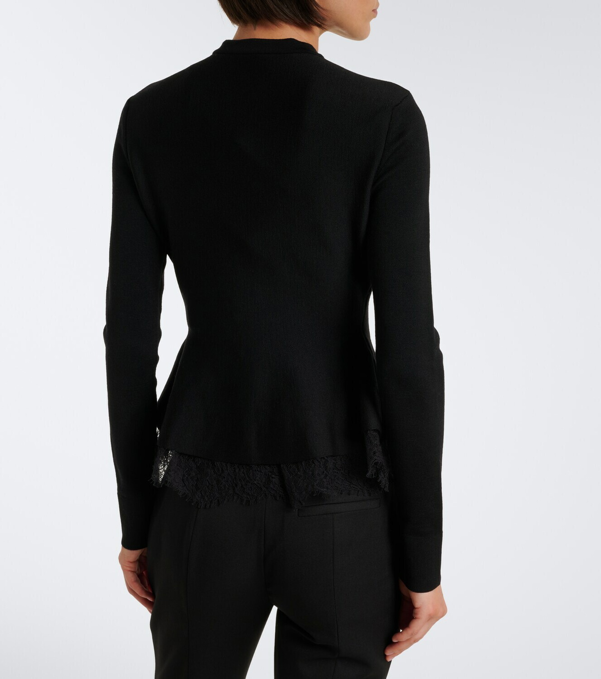 McQueen Lace-trimmed peplum cardigan