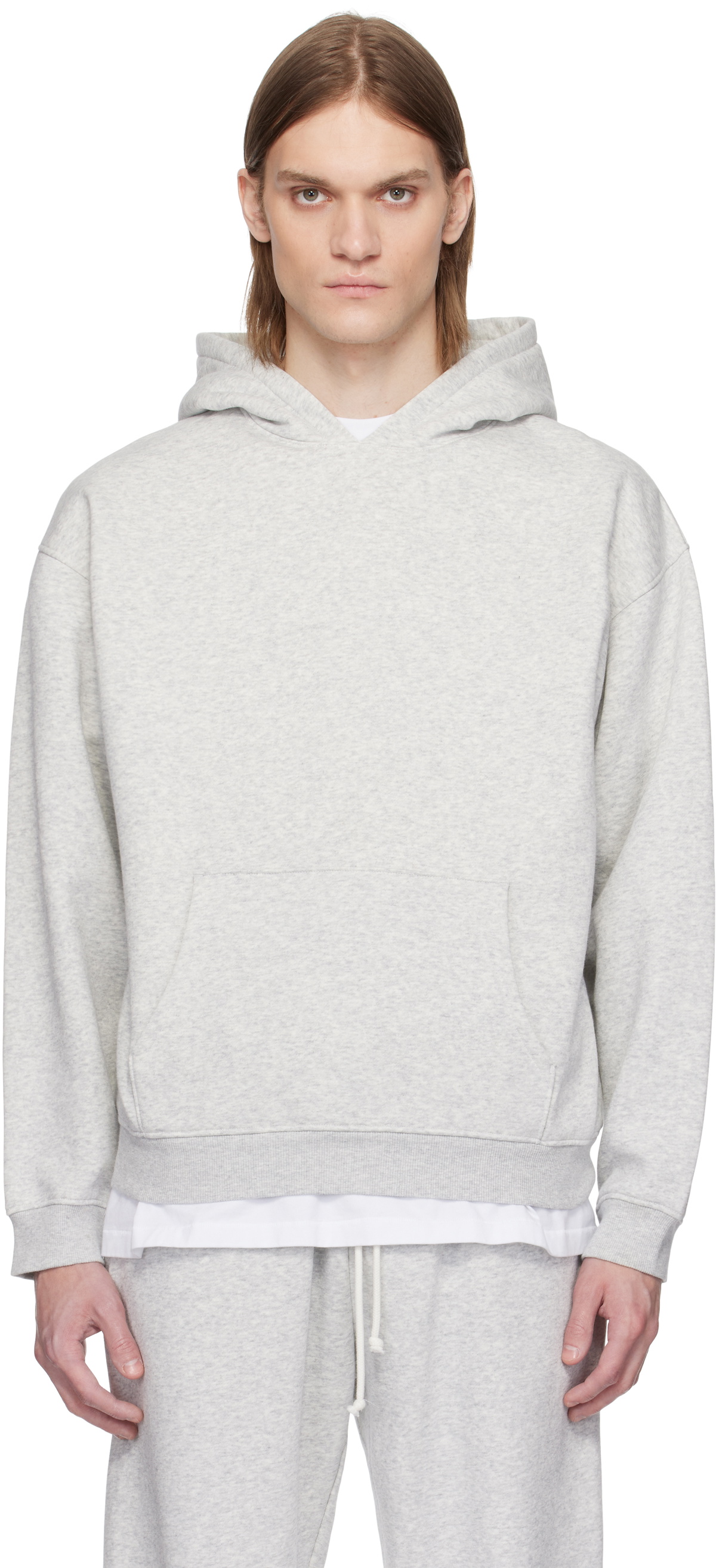SKIMS Gray Fleece Lounge Relaxed Hoodie