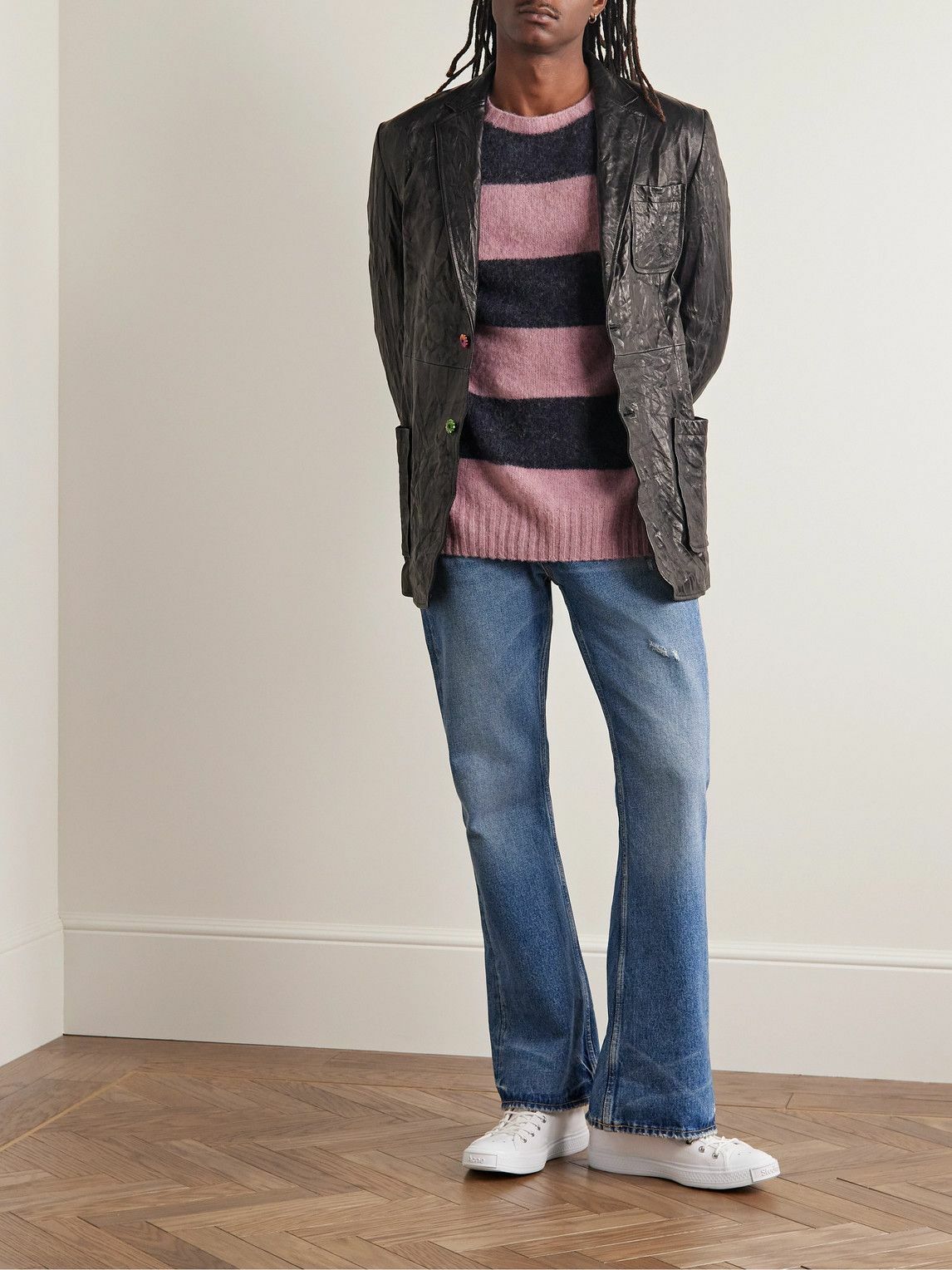 パンツ Acne Studios 1992M Vintage Blue 29/30 Acne Studios - 1992M Straight-Leg Distressed Jeans - Blue