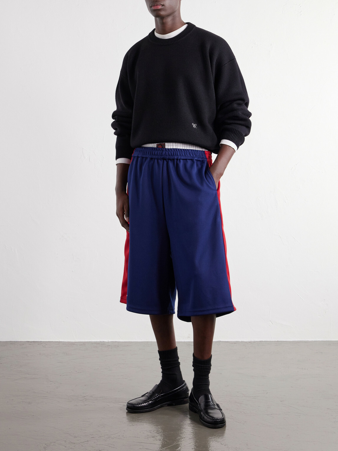 Willy Chavarria - Oversized Striped Shell Shorts - Blue