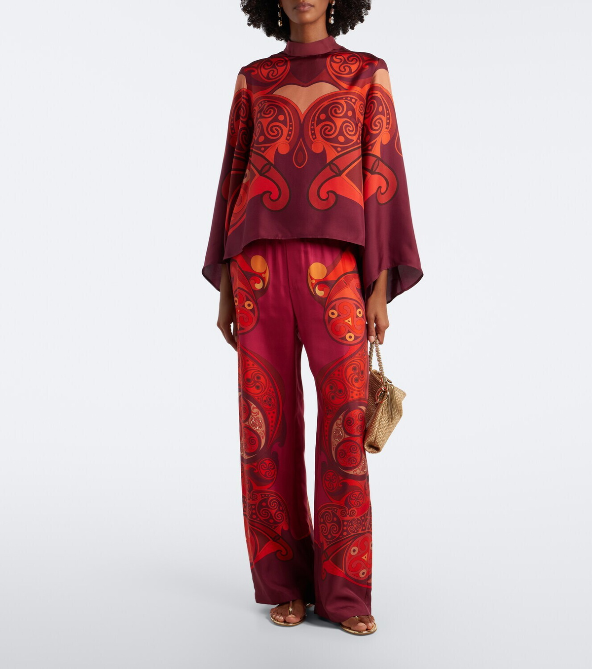 La DoubleJ Club printed silk twill wide-leg pants