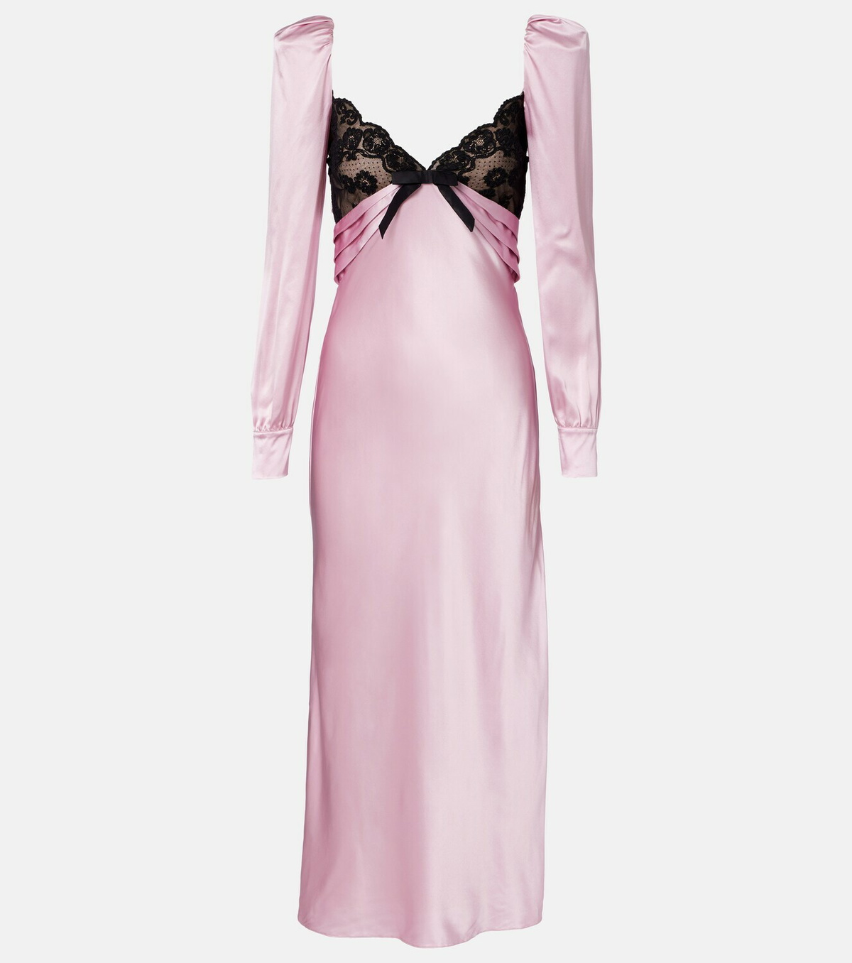 Alessandra Rich Lace-trimmed silk satin midi dress