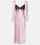 Alessandra Rich Lace-trimmed silk satin midi dress
