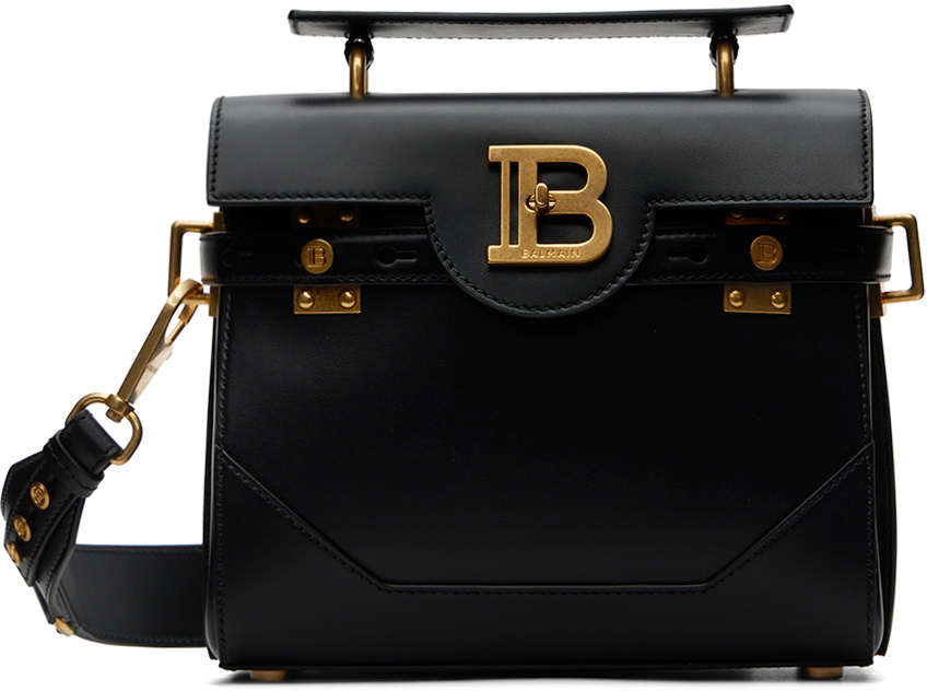 Balmain Black Smooth Leather B-Buzz 23 Bag Balmain