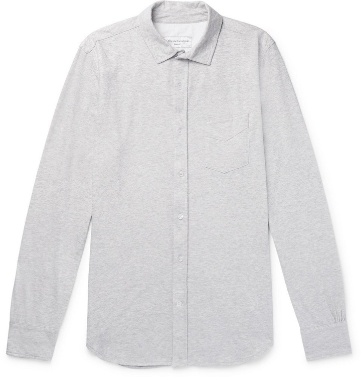 Photo: Officine Generale - Lipp Mélange Cotton and Silk-Blend Jersey Shirt - Men - Gray