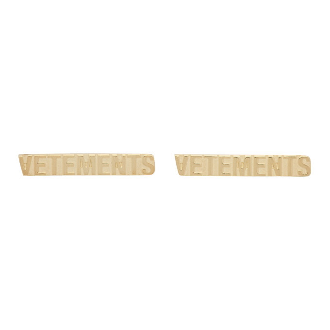 Photo: VETEMENTS Gold Logo Stud Earrings