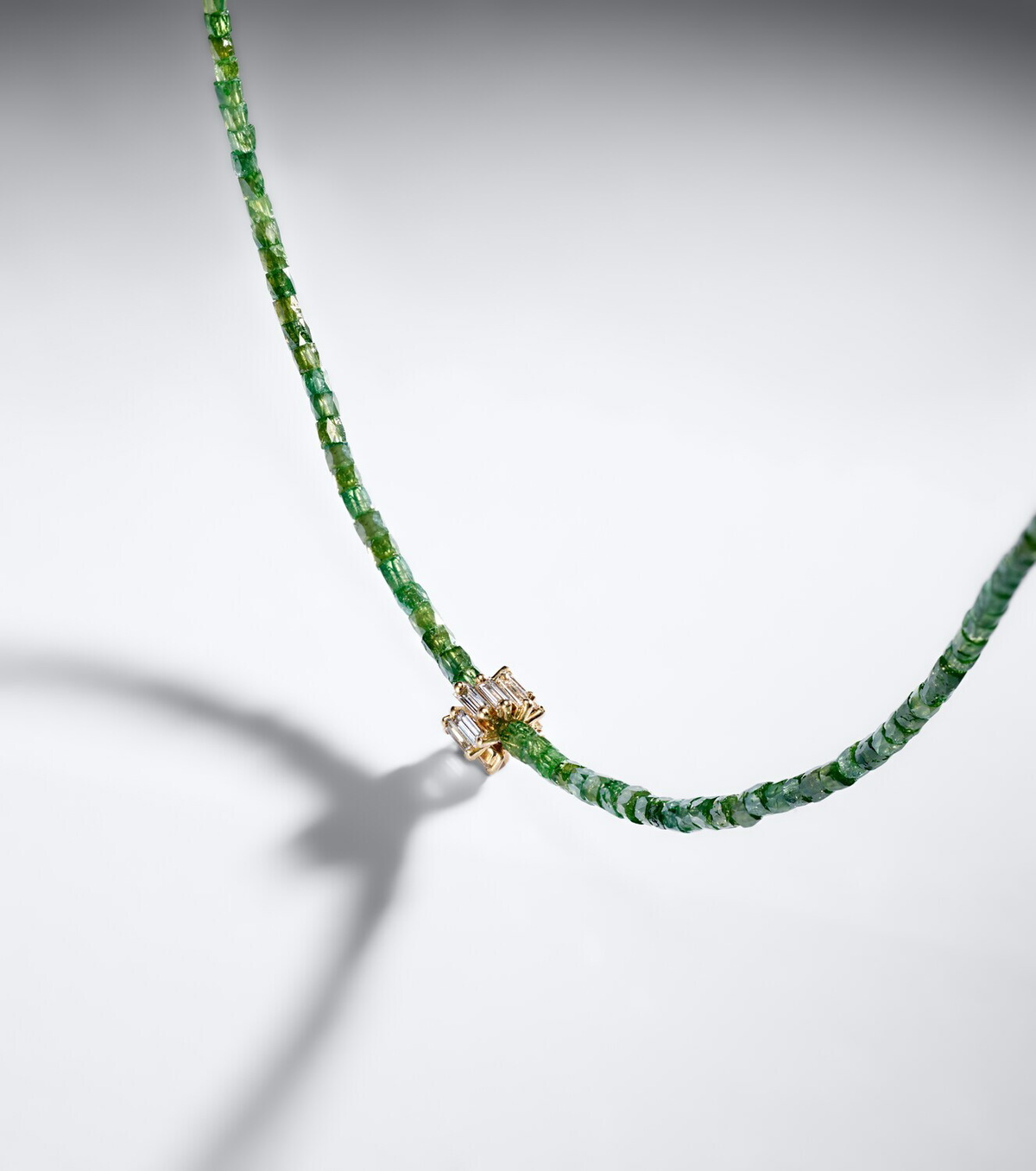 Suzanne Kalan Infinite 18kt gold beaded necklace with diamonds
