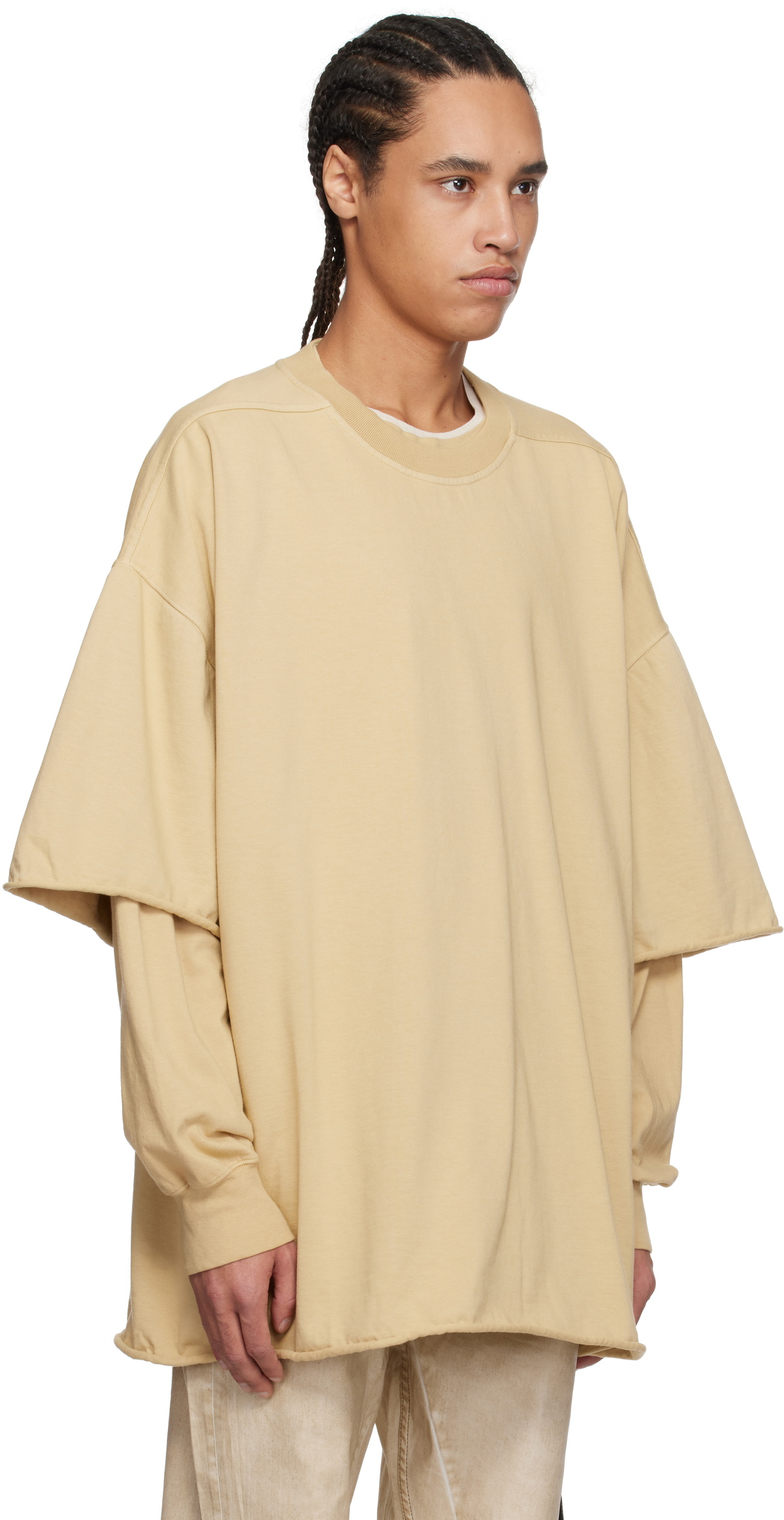 Rick Owens DRKSHDW Beige Hollywood Tommy Hustler Sweat T-shirt 