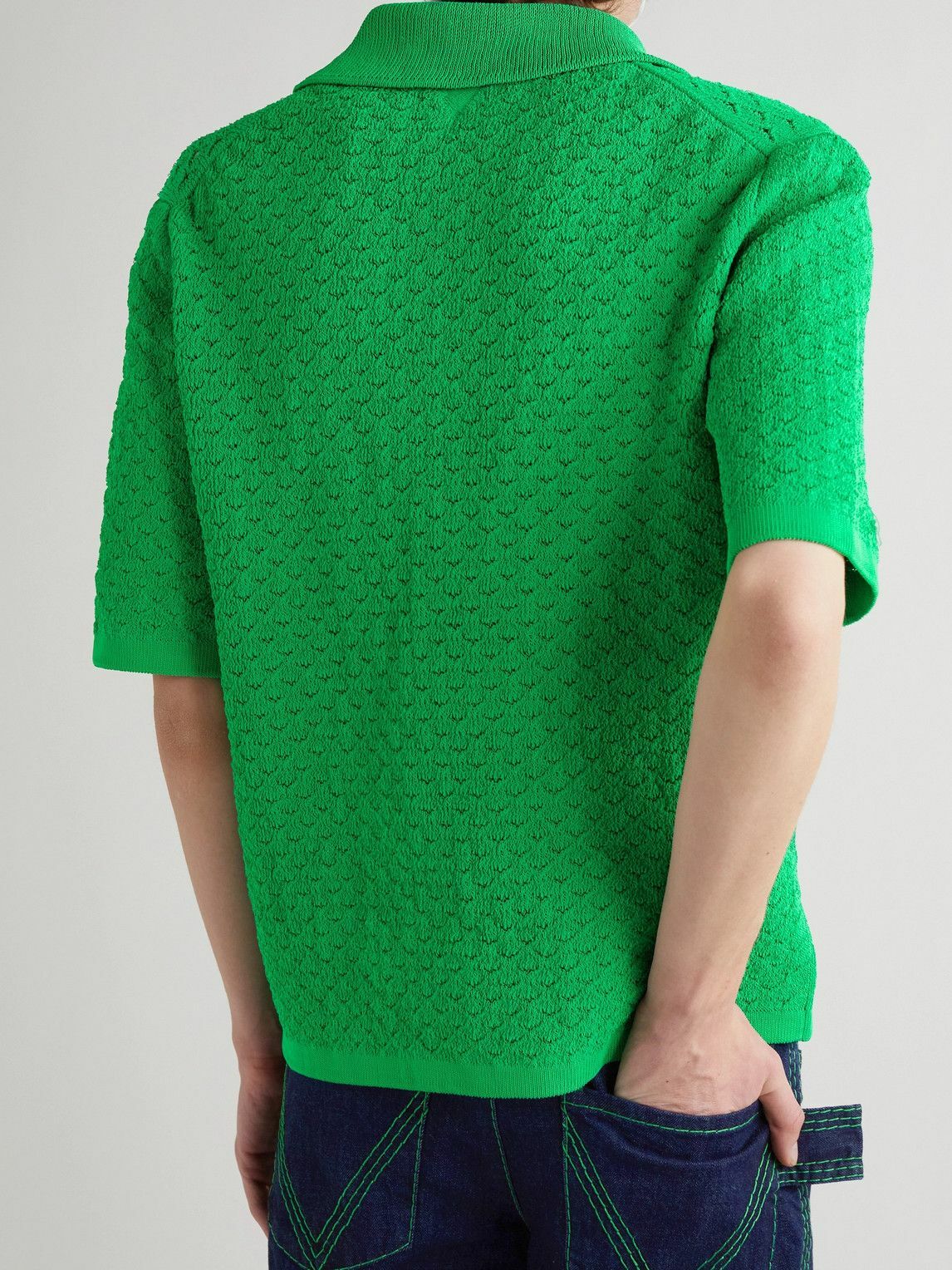 トップス Bottega Veneta Knit Polo Bottega Veneta Zigzag Knit Short-Sleeve Polo Top | Neiman Marcus