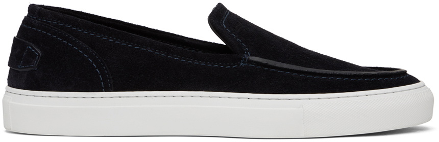 Brioni Suede Slip-On Sneakers, Navy Brioni - Shearling-Lined Suede Slip-On Sneakers - Blue Brioni main image 3