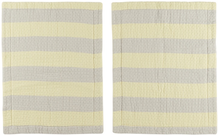 Photo: Dusen Dusen Yellow & Gray Stripe Pillow Sham Set