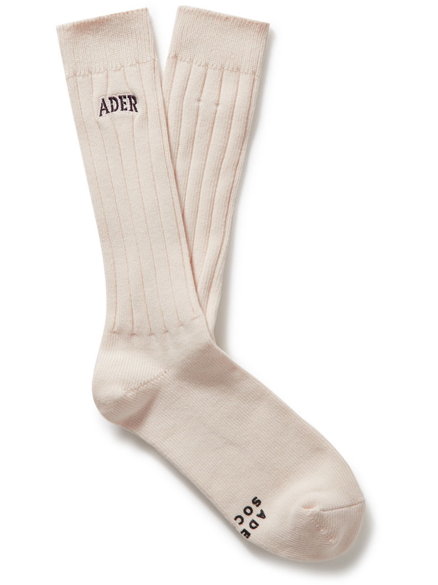 Photo: Ader Error - Logo-Embroidered Ribbed Cotton Socks