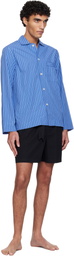 Tekla Black Poplin Pyjama Shorts