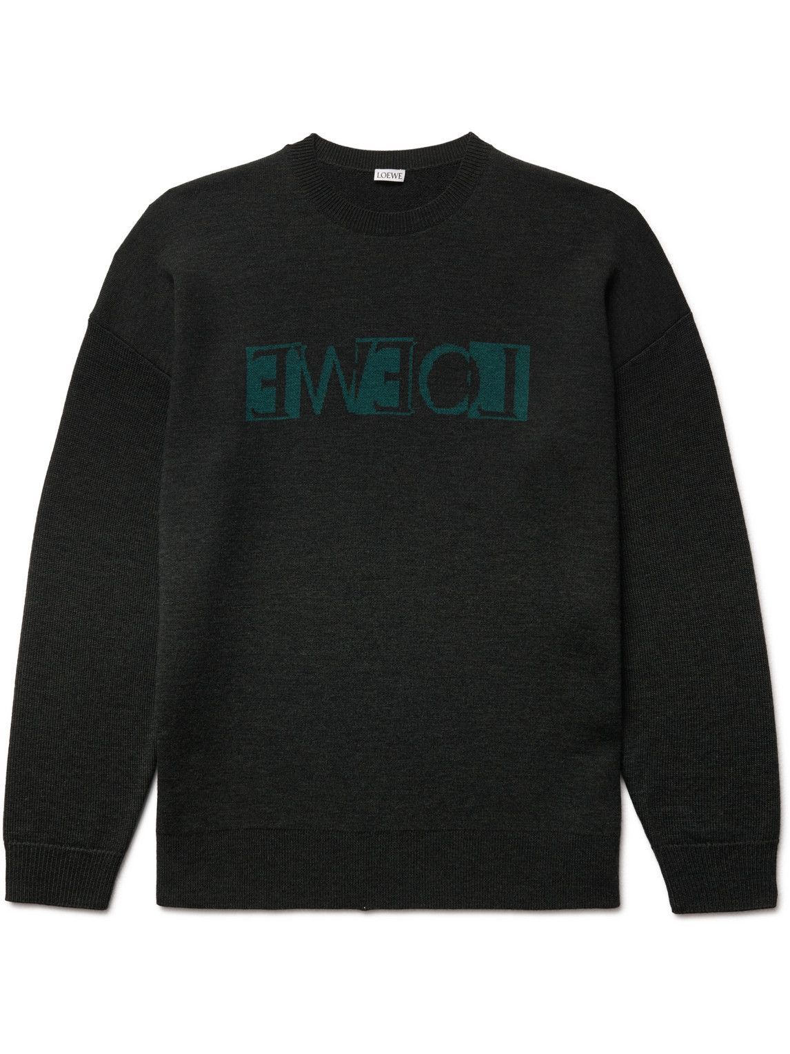 Logo Intarsia Wool Blend Sweater in Blue - Loewe