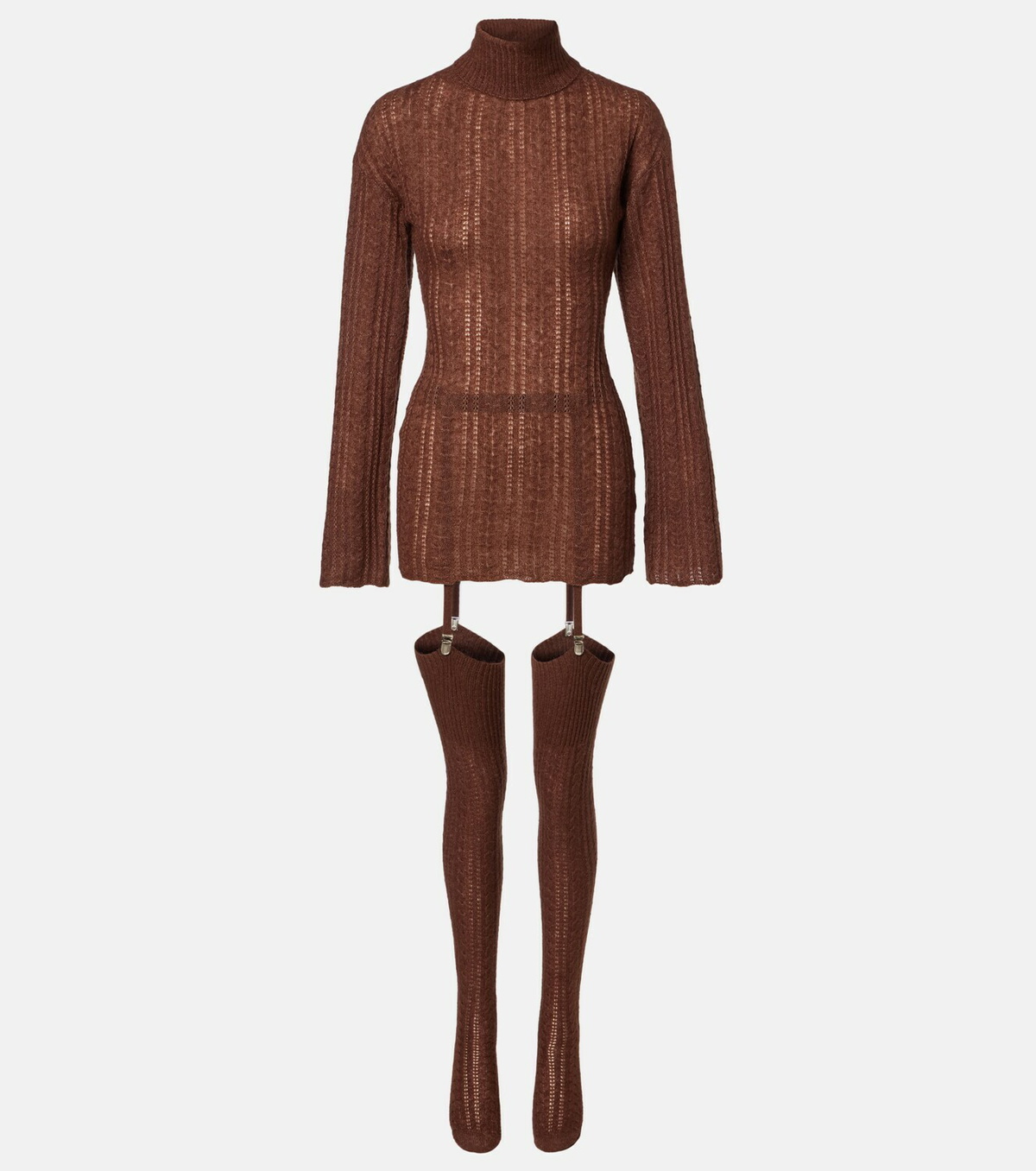 Aya Muse Belted semi-sheer minidress