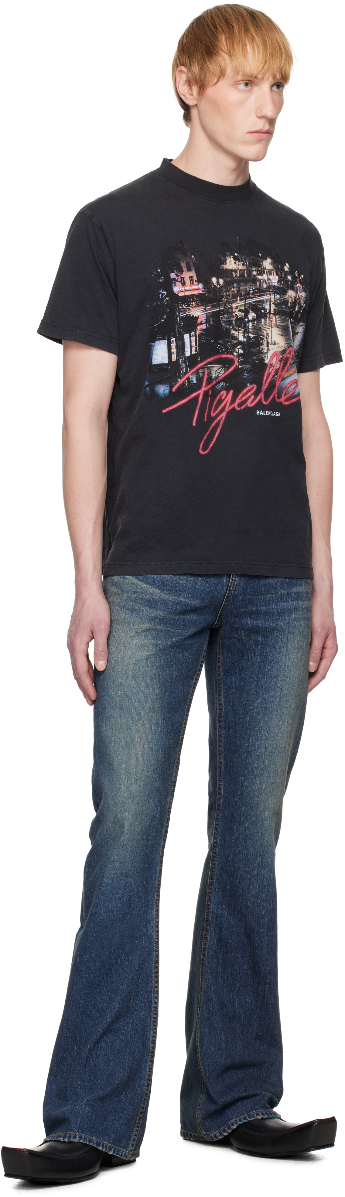 【Balenciaga】ブラック 'Pigalle' スモールフィット Tシャツ Balenciaga Black 'Pigalle' Small Fit T-shirt Balenciaga